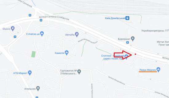 Билборд B в Киеве, 6х3  вул. Саперно-Слобідська 22 схема