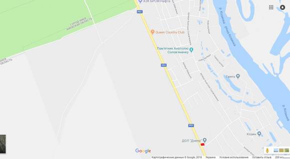 Билборд A в Козине, 3х6  Р-01 Обухов-Конча Заспа-Киев 31 км.800 м.(А) схема