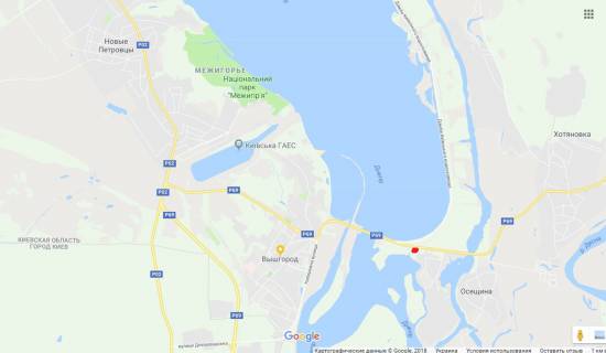 Билборд A в Осещине, 3х6  г.Вышгород,850 м. от ГЭС,в направлении Хотяновка-Осещина (А) схема