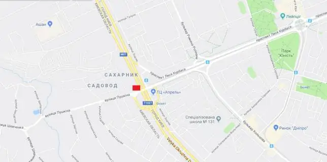 Білборд, Бігборд (Борд)  A у Києві, 3х6  Большая окружная перед ТЦ Апрель,съезд на просп. Леся Курбаса (50-річчя Жовтня) схема