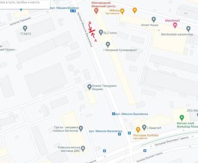 Билборд B в Киеве, 3х6  вул.  Миколи Василенка,7    схема