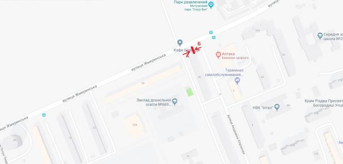 Билборд B в Киеве вул.Жмеринська, 28 схема