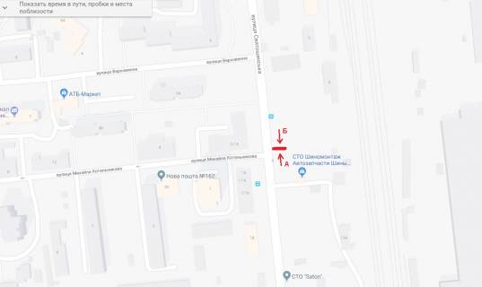 Билборд  в Киеве вул.Святошинська - вул.Котельникова 2-14,навпроти,через дорогу схема