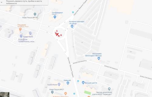 Билборд B в Киеве пр.В.Порика 5,на розподільчий клумбі схема