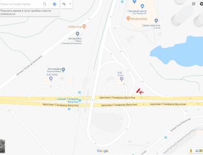 Билборд A в Киеве пр-т. Ватутіна, поворот на вул. Бальзака на розподільчій смузі схема