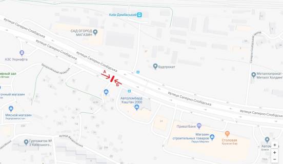 Билборд B в Киеве  вул. Саперно-Слобідська, 150м надземного пішохідного переходу в напрямку вул. Кіквідзе схема