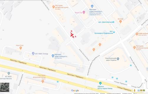 Билборд  в Киеве  вул.Золотоустівська 3,через дорогу схема