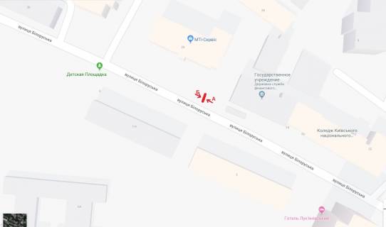 Билборд A в Киеве  вул.Білоруська, 26 схема
