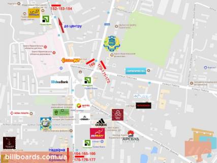 Билборд B в Ивано-Франковске, 3х6  Коновальця схема