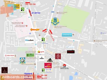 Билборд B в Ивано-Франковске, 3х6  Коновальця схема