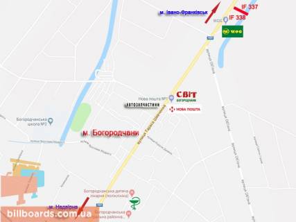 Билборд A в Богородчанах, 3x6  Богородчани АЗС виїзд на Франківськ ст.А схема