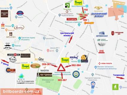 Билборд B в Ивано-Франковске, 3x6  Незалежності-Бандери(ЦНТІ) (Б) (призма) схема