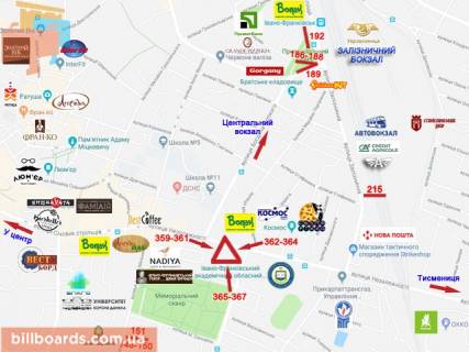 Билборд B в Ивано-Франковске, 3x6  Незалежності-Бандери(ЦНТІ) (Б) (призма) схема