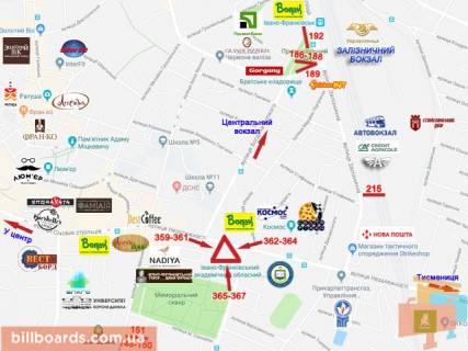 Билборд B в Ивано-Франковске, 3x6  Незалежності-Бандери(ЦНТІ) (Б) (призма) схема