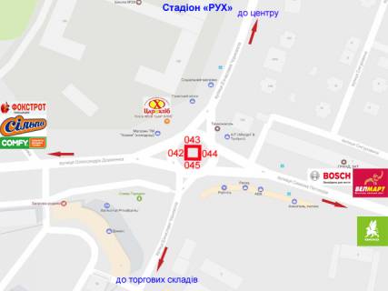 Нестандарт A в Ивано-Франковске, 0.5х7.6  Петлюри, Чорновола, Довженка схема