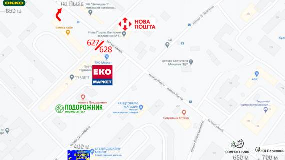 Билборд  в Ивано-Франковске, 3х6  Хіміків схема