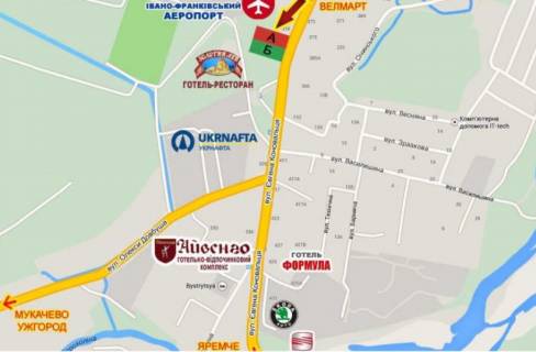 Билборд A в Ивано-Франковске, 3х6  Коновальця, 318 (аеропорт) схема