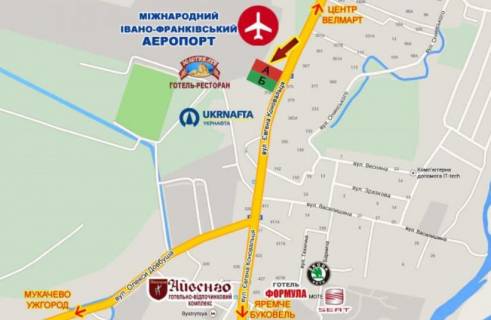 Билборд A в Ивано-Франковске, 3х6  Коновальця ( аеропорт) A схема