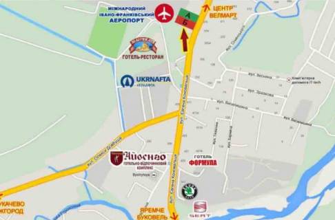 Билборд  в Ивано-Франковске, 3х6  Коновальця схема