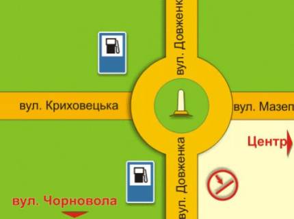 Билборд  в Ивано-Франковске, 3х6  Довженка схема