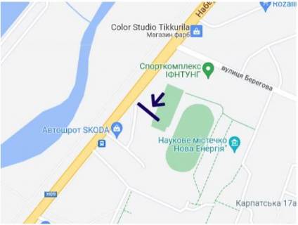 Билборд B в Ивано-Франковске, 3х6  Пасічанська 36 (інст.Нафти і Газу) (Набережна) верх схема