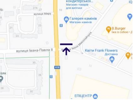 Билборд A в Ивано-Франковске, 3х6  Івасюка - Миколайчука Епіцентр,Арсен (перехрестя) ст А низ схема