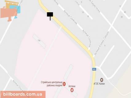 Билборд A в Стрые, 3x6  вул. Об’їзна дорога, районна лікарня схема
