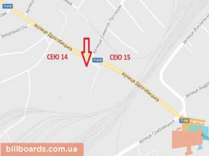 Билборд A в Стрые, 3x6  вул. Дрогобицька, шляхопровід, автосервіс схема