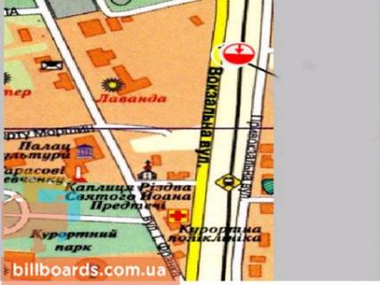 Билборд B в Моршине, 3x6  вул.Вокзальна схема