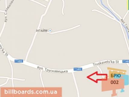 Билборд B в Бориславе, 3x6  вул. Трускавецька (вїзд з Трускавця в Борислав) схема