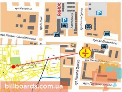 Билборд A в Дрогобыче, 3x6  вул.П.Орлика,18 схема