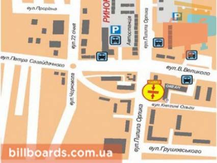 Білборд, Бігборд (Борд)  B у Дрогобичі, 3x6  вул.П.Орлика,18 схема