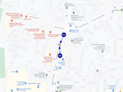Билборд A в Чернигове ул. 1 Мая 167 (сторона А) схема