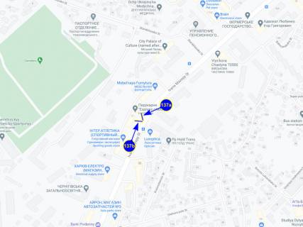 Билборд B в Чернигове, 137б  вул. Івана Мазепи (Щорса) 25 (міський палац культури) (сторона Б) схема