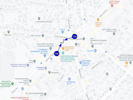 Билборд B в Чернигове проспект Победы 126 напротив "старого чернигова" (сторона Б) схема