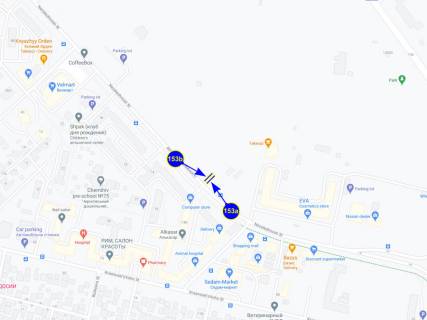 Билборд A в Чернигове, 153а  вул. Незалежності 14а (між ринком та Велмарт) (сторона А)  тільки під банер мін 6 міс схема