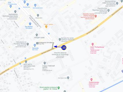 Билборд A в Чернигове, 35_1  вул. Шевченка х проспект Левка Лук'яненка (Рокосовського) (Технологічний університет) (ліва) в статичному стані схема