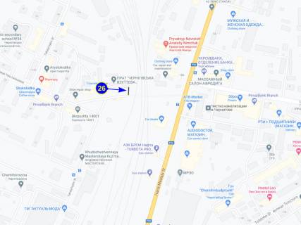 Билборд A в Чернигове, 26  вул. Текстильників (перехід з району Шерстянка на ринок і до зупинок) схема
