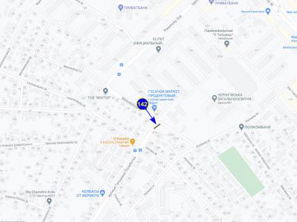 Білборд, Бігборд (Борд)  A у Чернігові, 142  вул. Гетьмана Полуботка 107 (Гусачок) схема