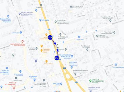 Билборд B в Чернигове, 57b  проспект Миру х вул.Котляревського (сторона Б) схема