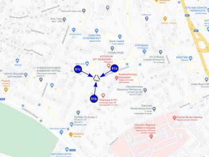 Білборд, Бігборд (Борд)  B у Чернігові, 61b  вул. Черновола (трикутник) (сторона Б) схема