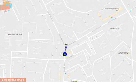 Билборд A в Чернигове Доценко ул. / ул.Дмитра Романченка (Космонавтів) схема