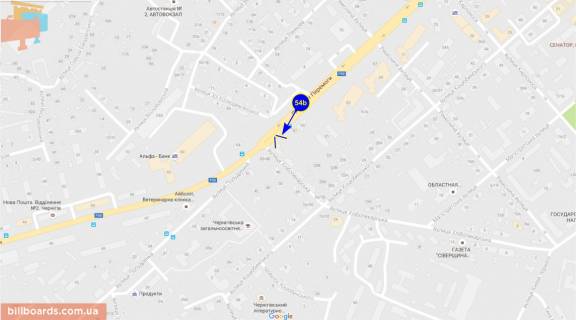 Билборд B в Чернигове Победы пр-т / ул. Воровского схема