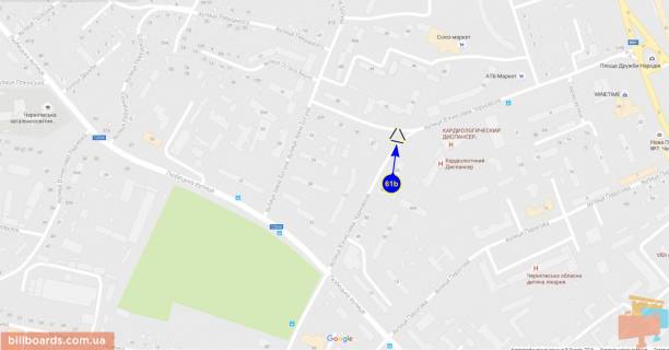 Билборд B в Чернигове В'ячеслава Чорновола (Войкова) ул., треугольник схема