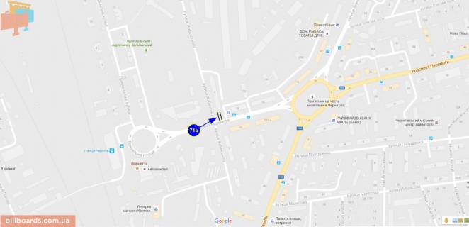 Billboard B in Chernihiv Pobedy pr-t / st. Zabinskogo scheme