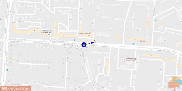 Билборд B в Чернигове Левка Лук'яненка (Рокосовського) ул. - ул. Седневская схема
