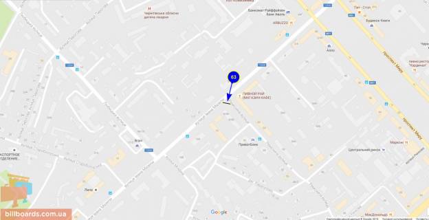 Билборд B в Чернигове Івана Мазепи (Щорса) ул. / ул. Комсомольская схема