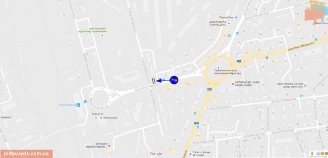 Билборд A в Чернигове Победы пр-т / ул. Жабинского схема