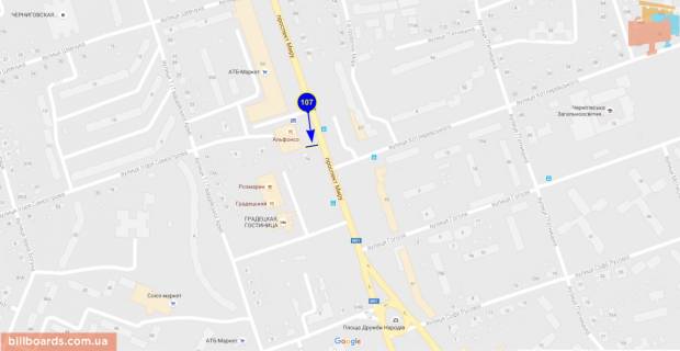 Білборд, Бігборд (Борд)  A у Чернігові Перемоги пр-т, 78 схема