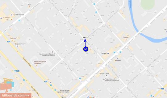 Билборд A в Чернигове Мстиславская ул. - ул.Василя Стуса (Чернишевського) схема